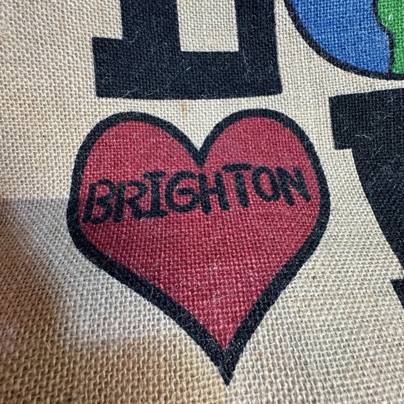 Brighton Limited Edition Jute Tan and Red Love‎ Earth Tote Bag  MSRP $129 - Picture 5 of 16